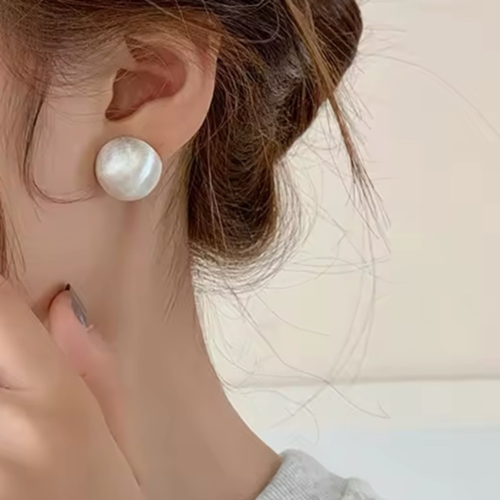 Brushed Round Stud Earrings 925 Sterling Silver Luxury